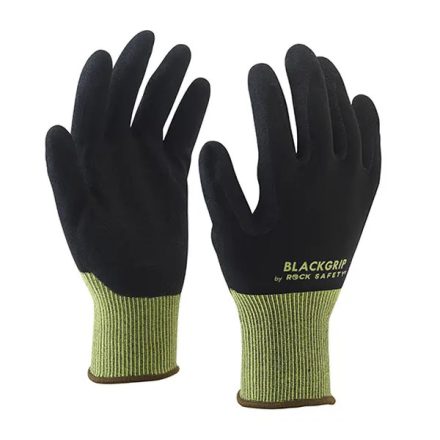 Rock Safety BLACKGRIP Nylon/spandex szerelőkesztyű habnitril tenyérmártással