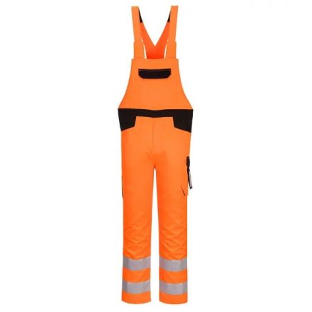 PW244 Portwest Hi-Vis jólláthatósági munkavédelmi kantáros nadrág Narancs/Fekete és Sárga/Fekete