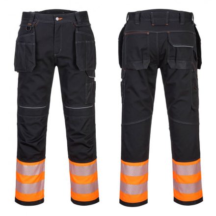 PW307OBR48, Portwest PW3 Hi-Vis Class 1 Holster nadrág, OrBk, méret: 48