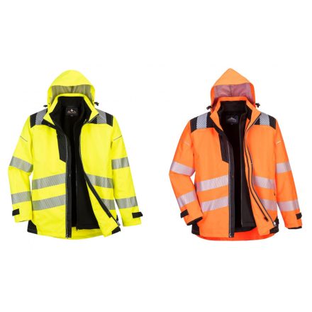 PW3 Hi-Vis 3-in-1 kabát - Sárga/Narancs