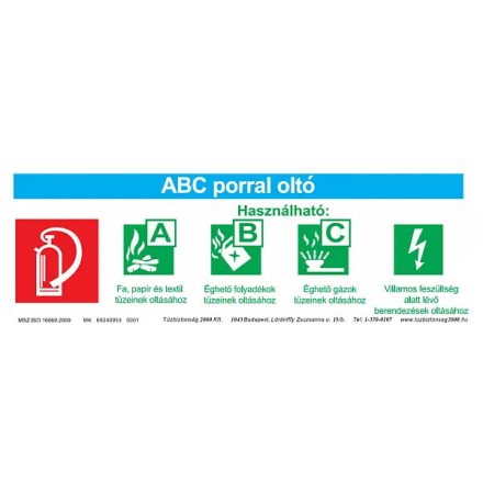 Biztonsági adattábla ABC porral oltó tábla, utánvilágító TB-00484