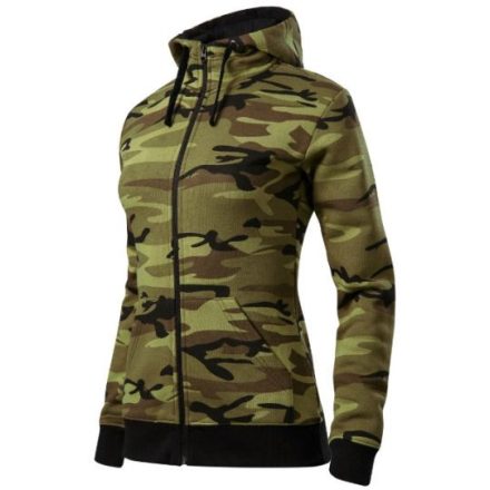 Camo Zipper felső női zöld terepszín XS